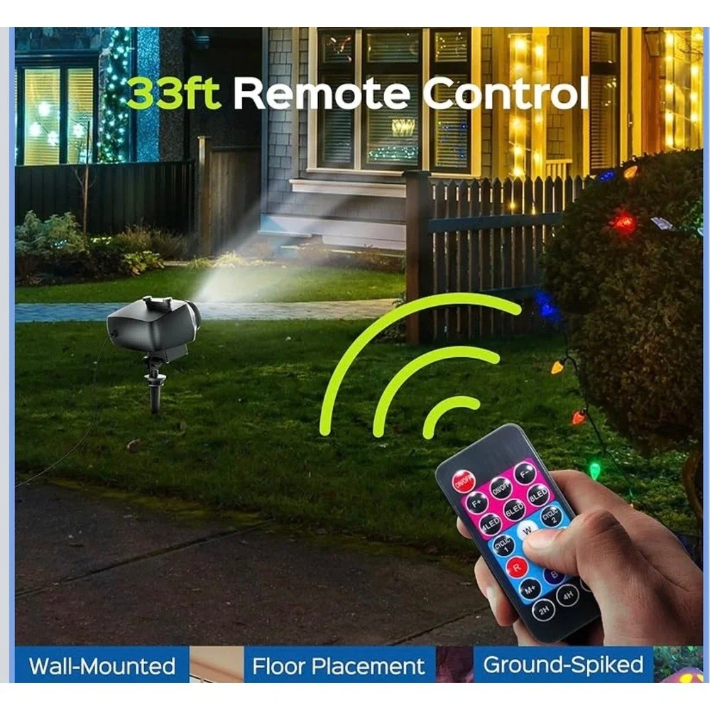Holiday Projector Light Outdoor 2‎ in 1 Christmas Halloween Black Waterproof
